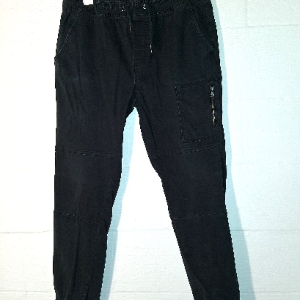 Modern Culture Men's Sz Medium Black Cargo Joggers Pants W34 x L28 Elastic Waist